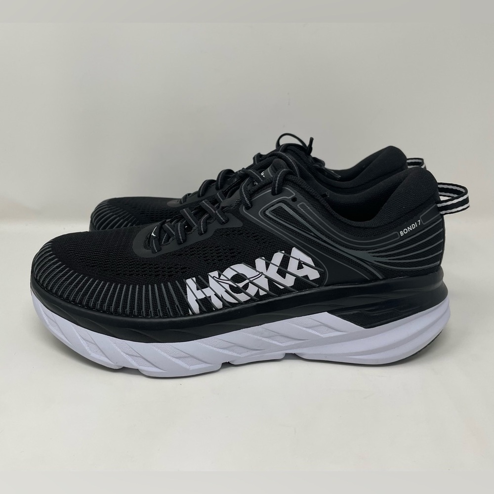 New Hoka One One Bondi 7 Black White Running Sneakers Size 9.5 Women - Picture 1 of 10